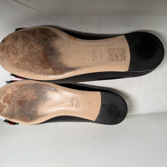 Gucci Sylvie Web & Feline Scalloped Ballet Flats 36.5 navy blue - Picture 6 of 7